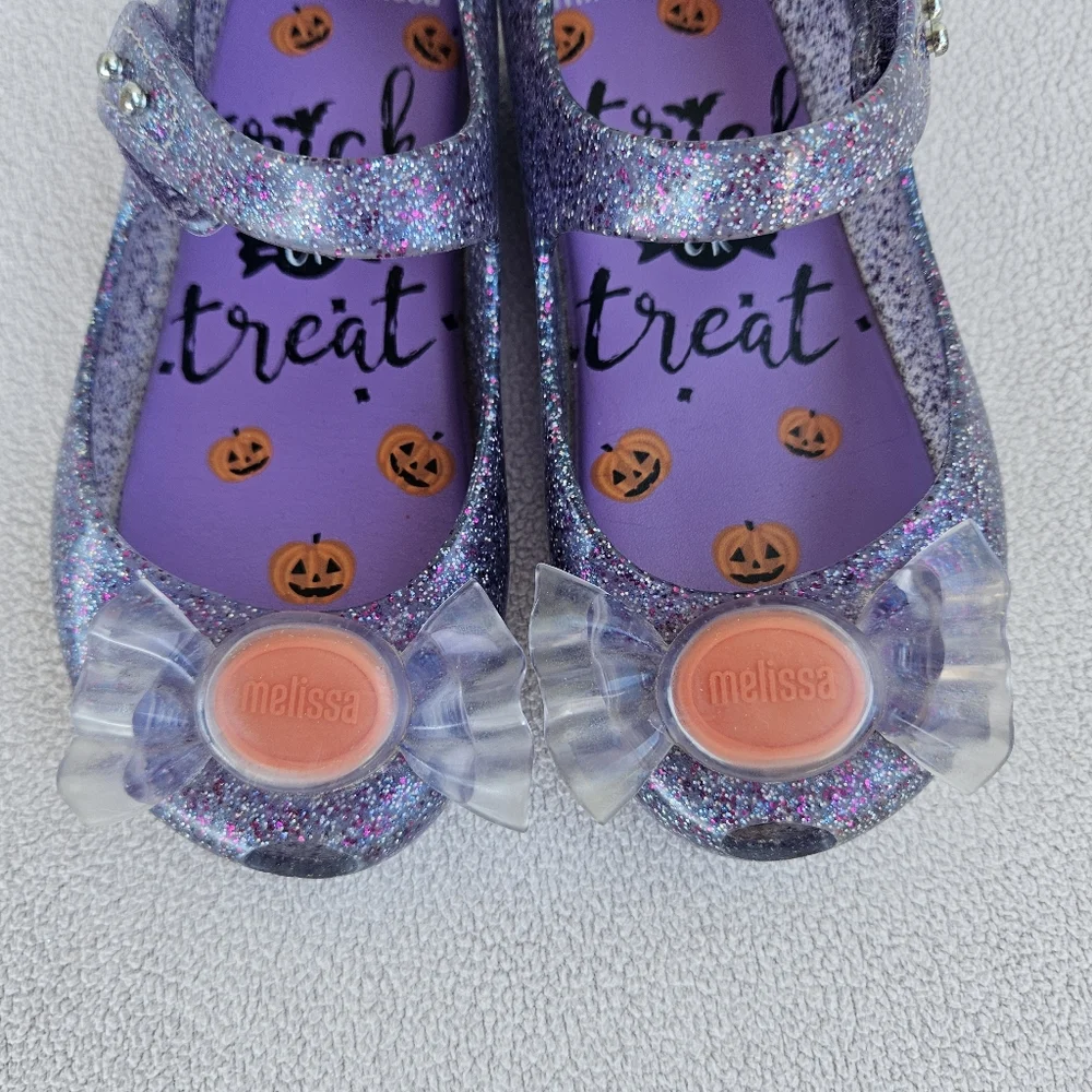 Mini Melissa Ultragirl Trick or Treat Halloween Mary Jane Purple Flats SZ 10